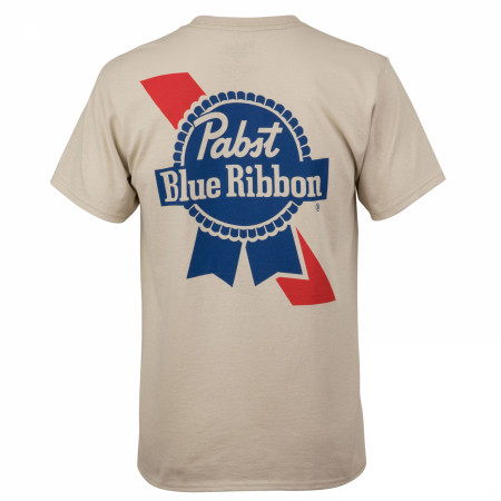 Pabst Blue Ribbon Distressed Logo Front and Back Print T-Shirt